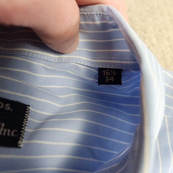 Vintage Gitman Bros Shirt Men 16.5 34 Blue Striped USA Made Lightweight Cotton - Picture 5 of 9